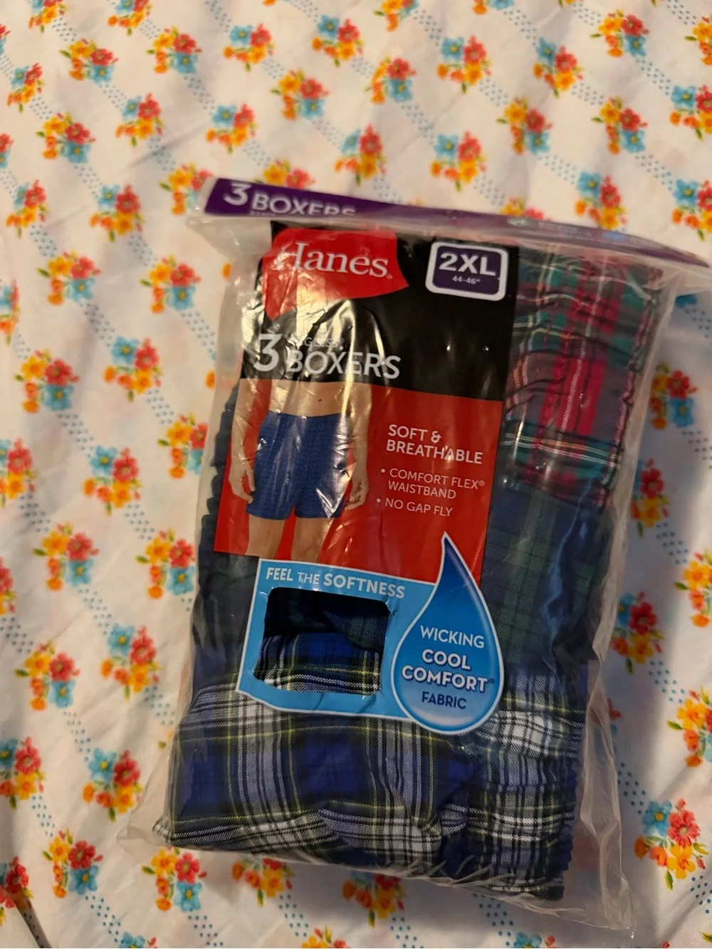 💜 Hanes Men's Woven Boxers, 3 Pack Size:2X(44-46)